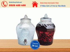 Bình ngâm rượu kim cương 38 lít thủy tinh